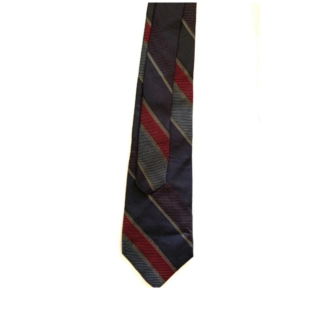 Lanvin Striped Tie in Navy and Burgundy
